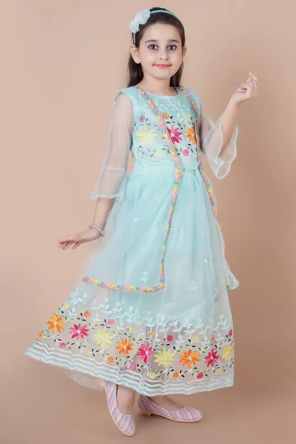 Light_Blue_Net_Round_Neck_A-_Line_Dress_For_Girls