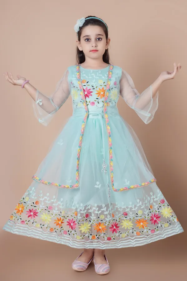 Light_Blue_Net_Round_Neck_A-_Line_Dress_For_Girls