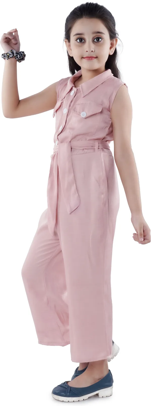 Pink_Solid_Cotton_Blend_Jumpsuit_For_Girls