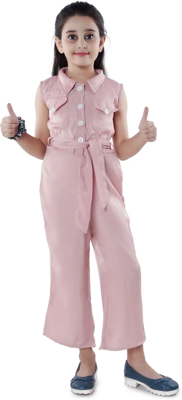 Pink_Solid_Cotton_Blend_Jumpsuit_For_Girls