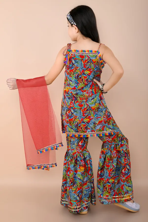 Polycotton_Printed_Boat_Neck_Kurta_And_Palazzo_Set_For_Girls