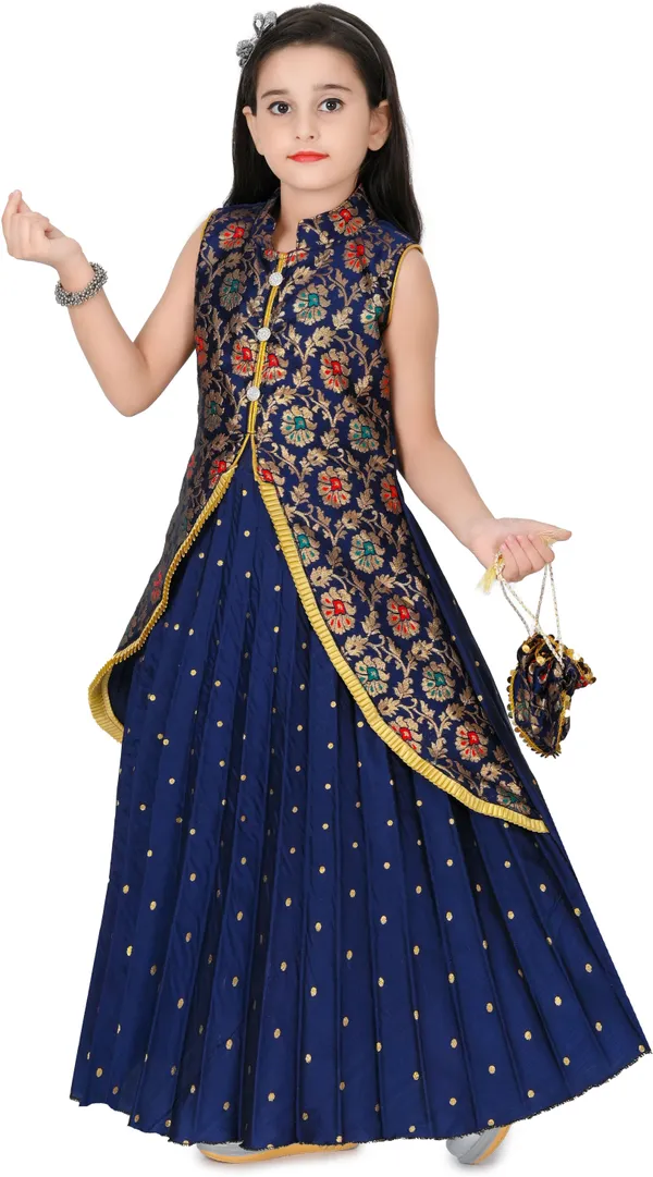 Dark_Blue_Embellished_Cotton_Silk_Gown_Handbag_Set_For_Girls