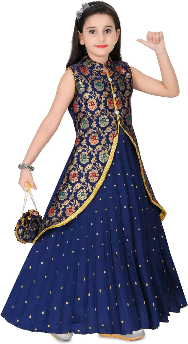 Dark_Blue_Embellished_Cotton_Silk_Gown_Handbag_Set_For_Girls
