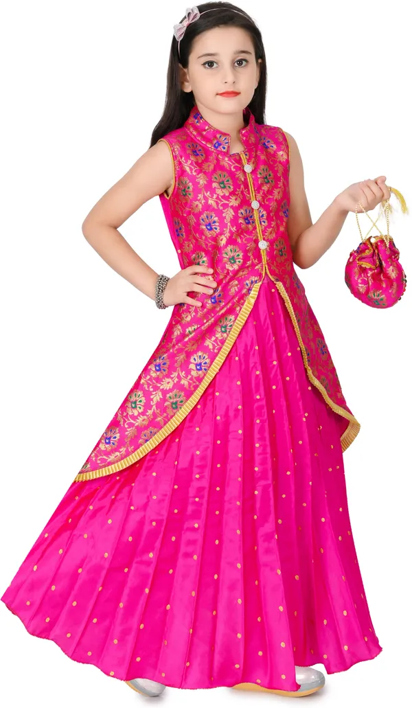 Pink_Embellished_Cotton_Silk_Gown_Handbag_Set_For_Girls