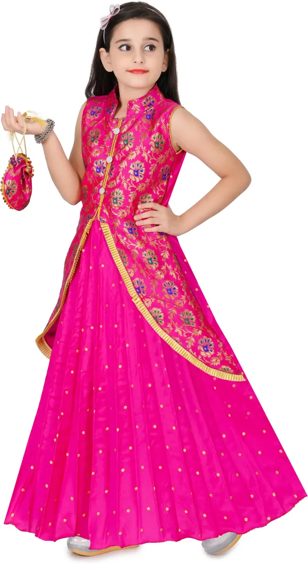 Pink_Embellished_Cotton_Silk_Gown_Handbag_Set_For_Girls