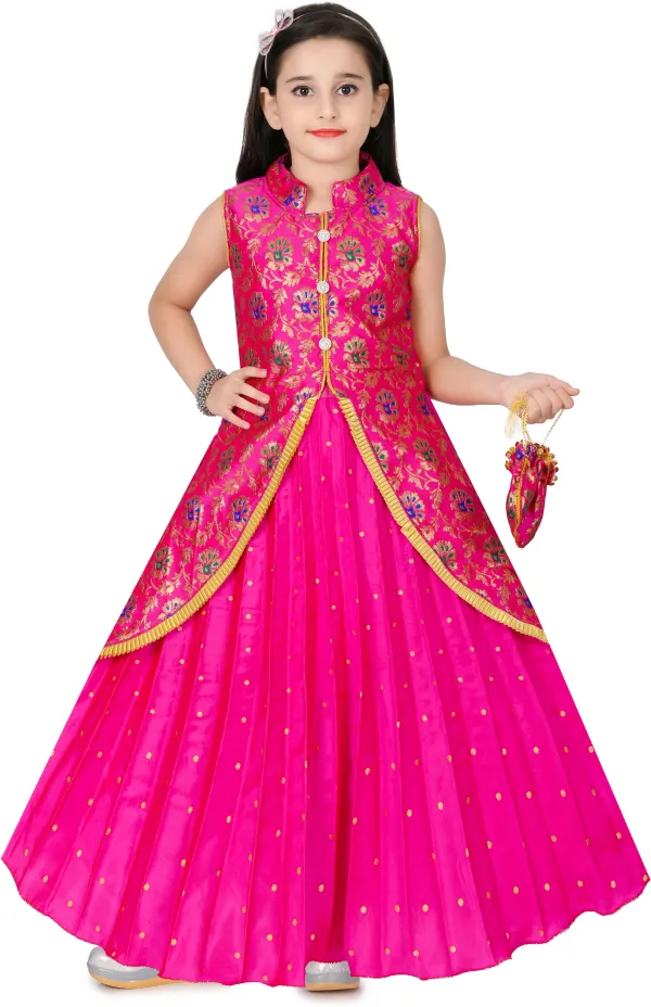 Pink_Embellished_Cotton_Silk_Gown_Handbag_Set_For_Girls