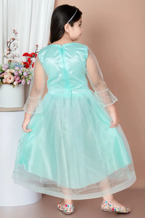 Light_Green_Net_Round_Neck_Fit_And_Flare_Dress_For_Girls