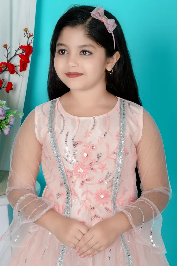 Orange_Net_Round_Neck_Fit_And_Flare_Dress_For_Girls