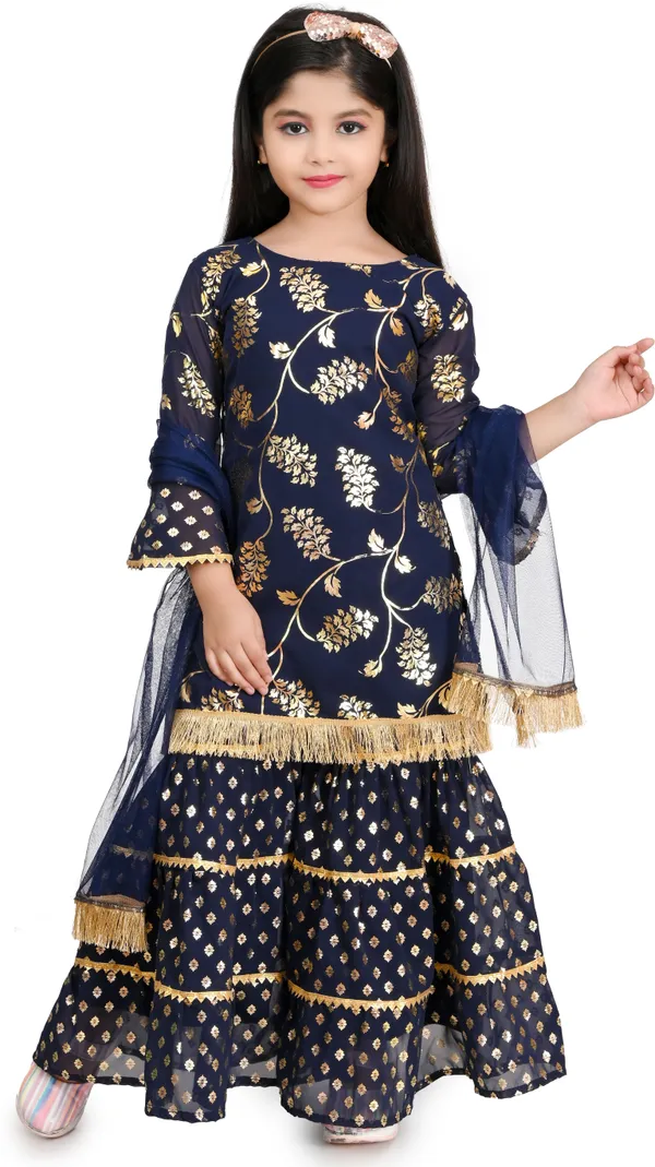 Blue_Chiffon_Embroidered_Round_Neck_Kurta_And_Palazzo_Set_For_Girls