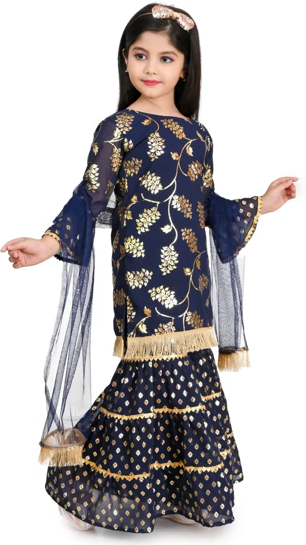Blue_Chiffon_Embroidered_Round_Neck_Kurta_And_Palazzo_Set_For_Girls