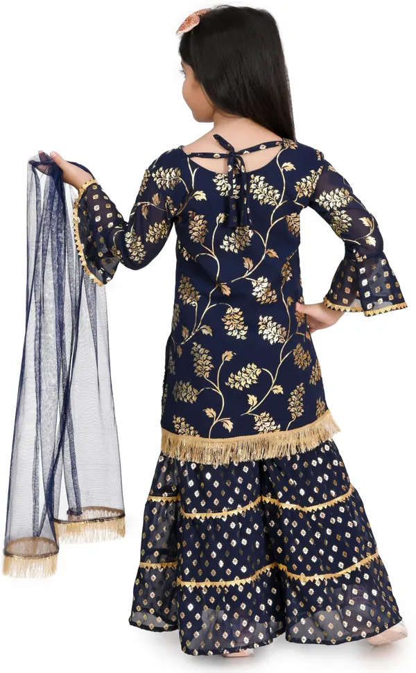 Blue_Chiffon_Embroidered_Round_Neck_Kurta_And_Palazzo_Set_For_Girls