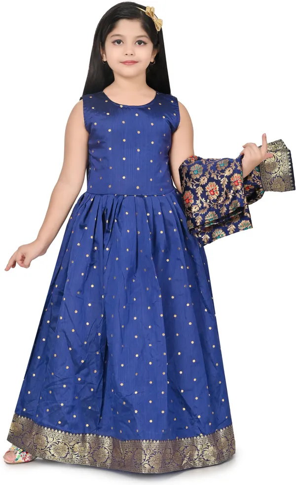 Dark_Blue_Silk_Blend_Round_Neck_Gown_Dress_For_Girls