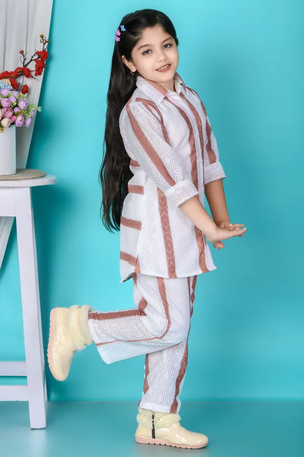 Brown_Striped_Lace_Shirt_Pant_Set_For_Girls