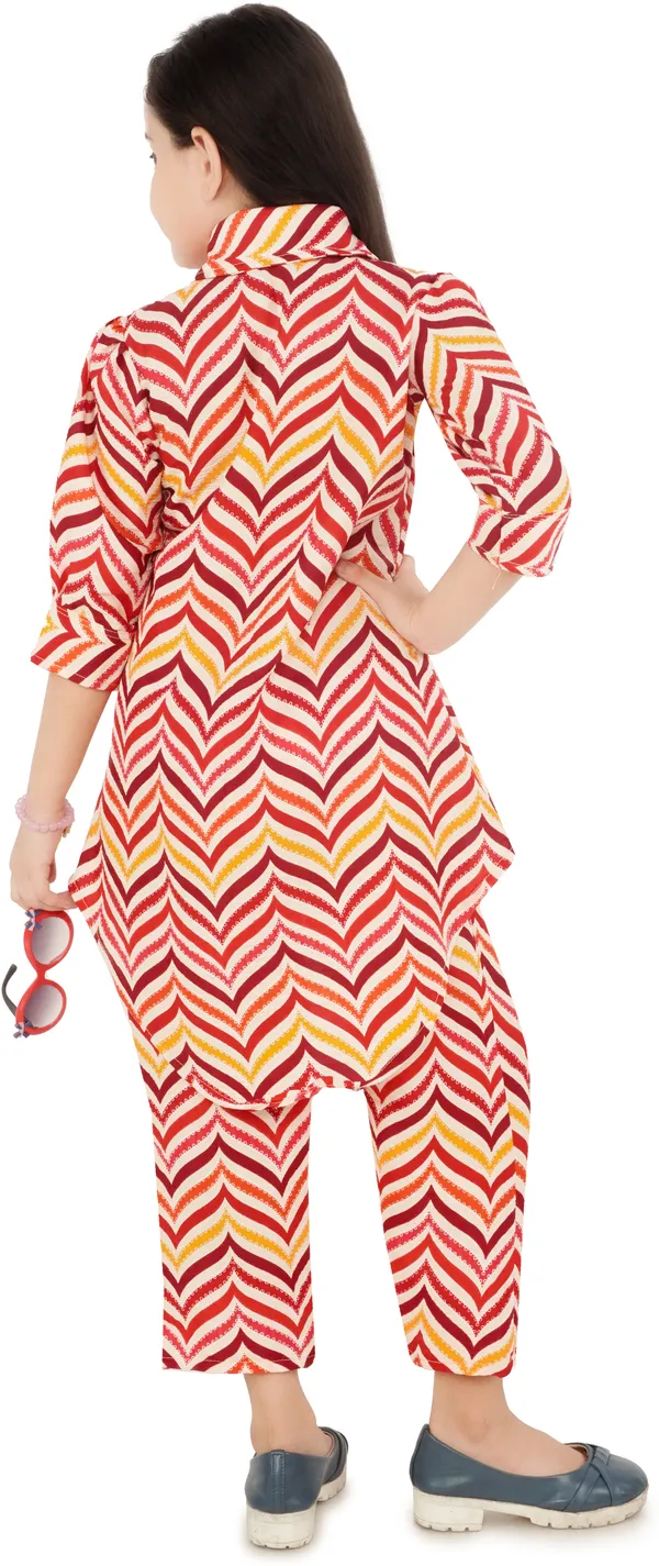 Red_Printed_Polyester_Shirt_Pant_Set_For_Girls