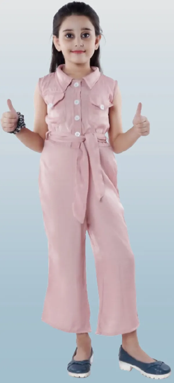 Pink_Solid_Cotton_Blend_Jumpsuit_For_Girls