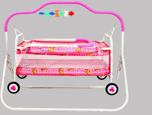 Cradle_For_New_Born_Baby_Swing_Jhula_For_Baby_|_Kids_Cradle_With_Mosquito_Net_Cot_(Pink)
