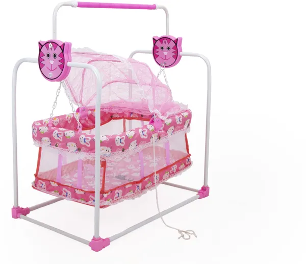 Baby_Swing_Cradle_Jhula_With_Mosquito_Net_For_New_Born_Baby_Cot_(Pink)
