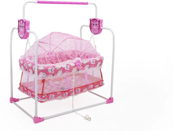 Baby_Swing_Cradle_Jhula_With_Mosquito_Net_For_New_Born_Baby_Cot_(Pink)
