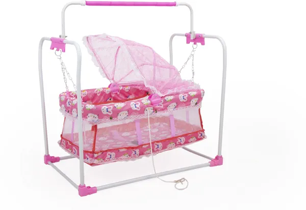 Cradle_For_New_Born_Babyswing_Jhula_For_Baby_|_Kids_Cradle_With_Mosquito_Net_Cot_(Pink)