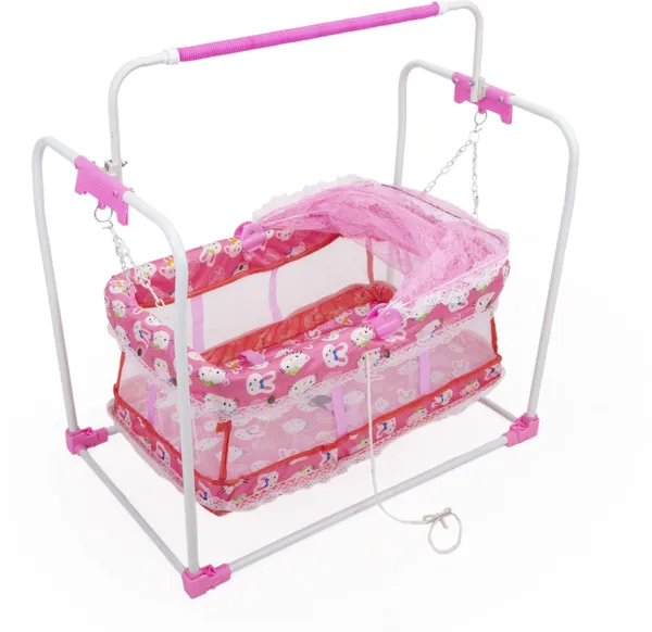 Cradle_For_New_Born_Babyswing_Jhula_For_Baby_|_Kids_Cradle_With_Mosquito_Net_Cot_(Pink)