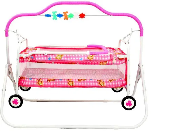 Cradle_For_New_Born_Baby_Swing_Jhula_For_Baby_|_Kids_Cradle_With_Mosquito_Net_Cot_(Pink)