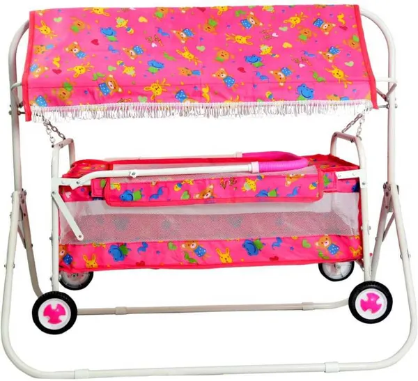 Cradle_For_New_Born_Baby_|_Swing_Jhula_For_Baby_|_Kids_Cradle_With_Mosquito_Net_Cot_(Pink)