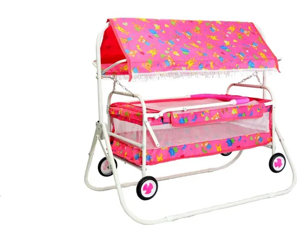 Cradle_For_New_Born_Baby_|_Swing_Jhula_For_Baby_|_Kids_Cradle_With_Mosquito_Net_Cot_(Pink)