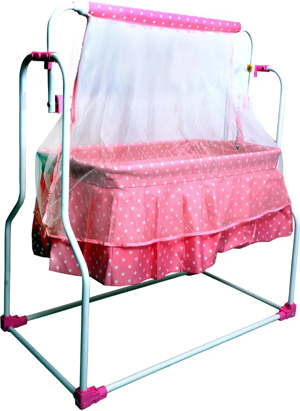 New_Born_Baby_Swing_Cradle_with_Hidden_Wheels_and_Smooth_Swing_Funcion_(Pink)