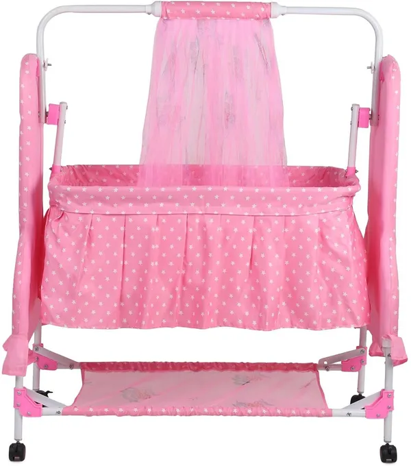 Cridle_for_kids_Jhula_for_baby_Newborn_Baby_with_Mosquito_net_Cradle_For_Baby_(Pink)