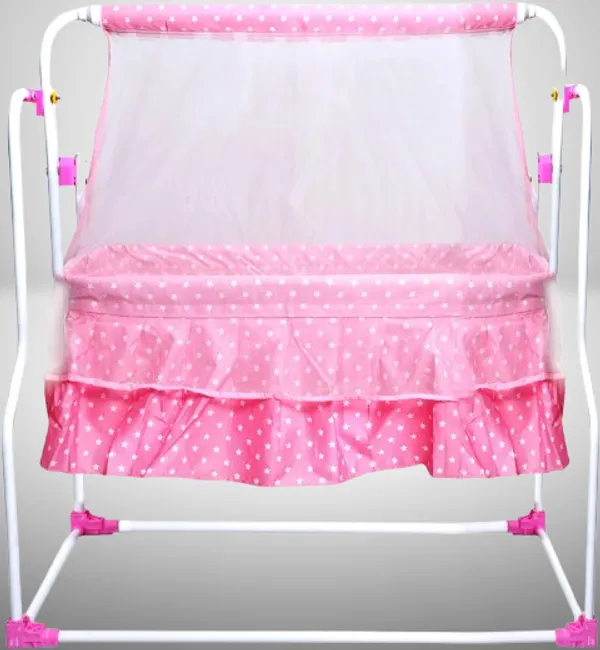 New_Born_Baby_Swing_Cradle_with_Hidden_Wheels_and_Smooth_Swing_Funcion_(Pink)