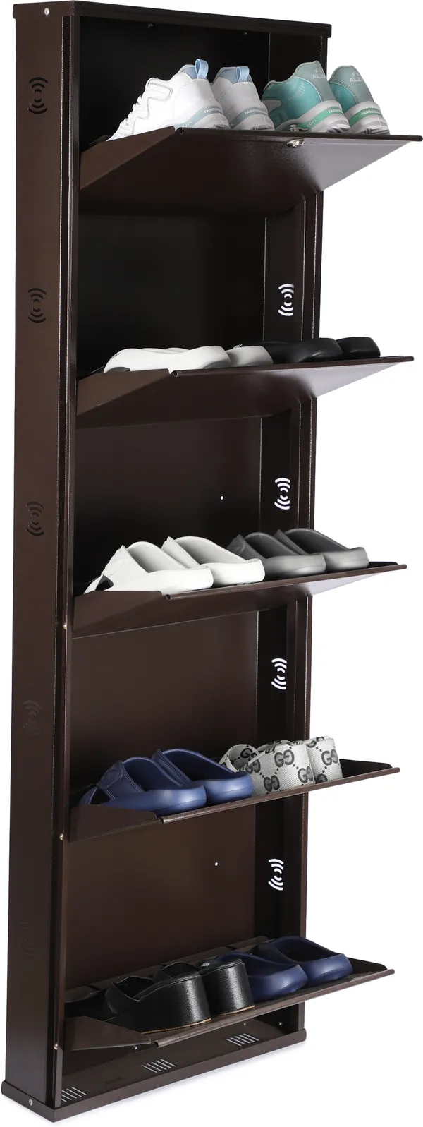 Brown_Metal_Shoe_Cabinet_For_Home_With_Doors_&_Lock_Wall_Mount_Metal_Shoe_Rack_Metal