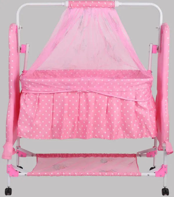Cridle_for_kids_Jhula_for_baby_Newborn_Baby_with_Mosquito_net_Cradle_For_Baby_(Pink)