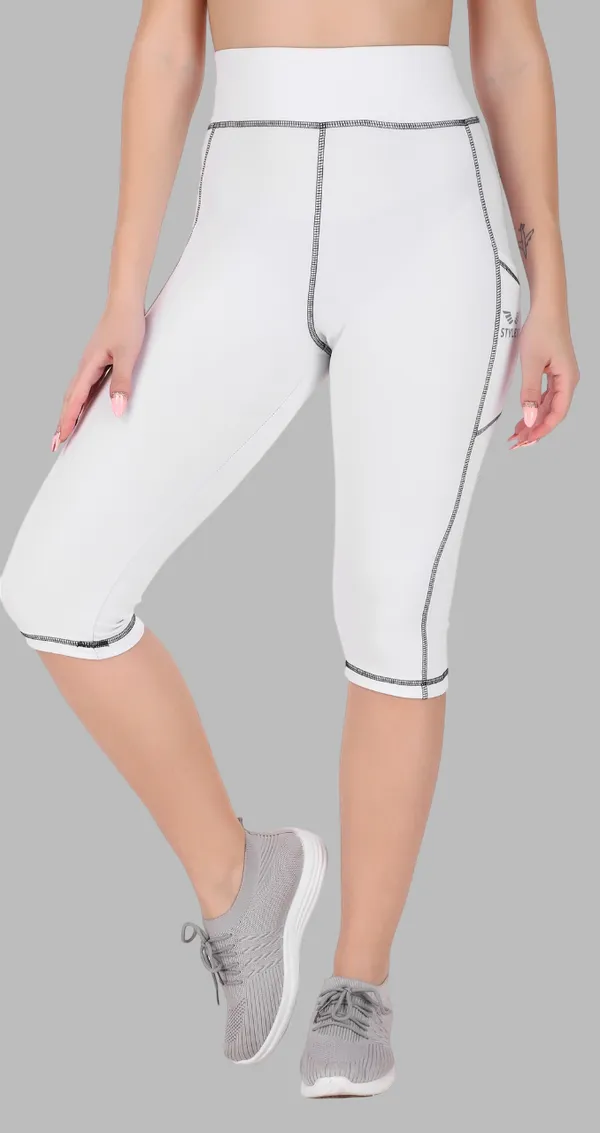 White_Polyester_Capri_For_Women