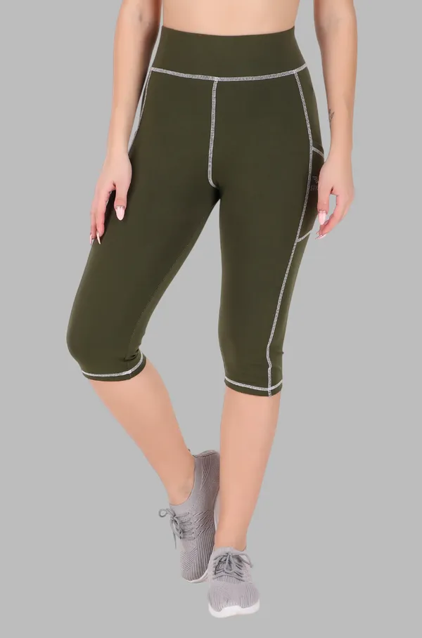 Dark_Green_Lycra_Blend_Capri_For_Women