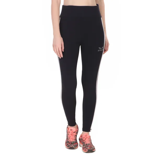 Styleso_Premium_Blue_Workout_Tights_with_Two_White_Side_Stripes