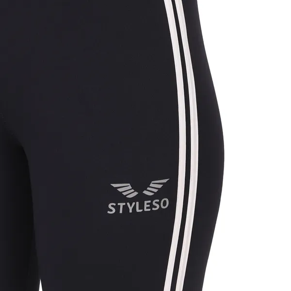 Styleso_Premium_Blue_Workout_Tights_with_Two_White_Side_Stripes