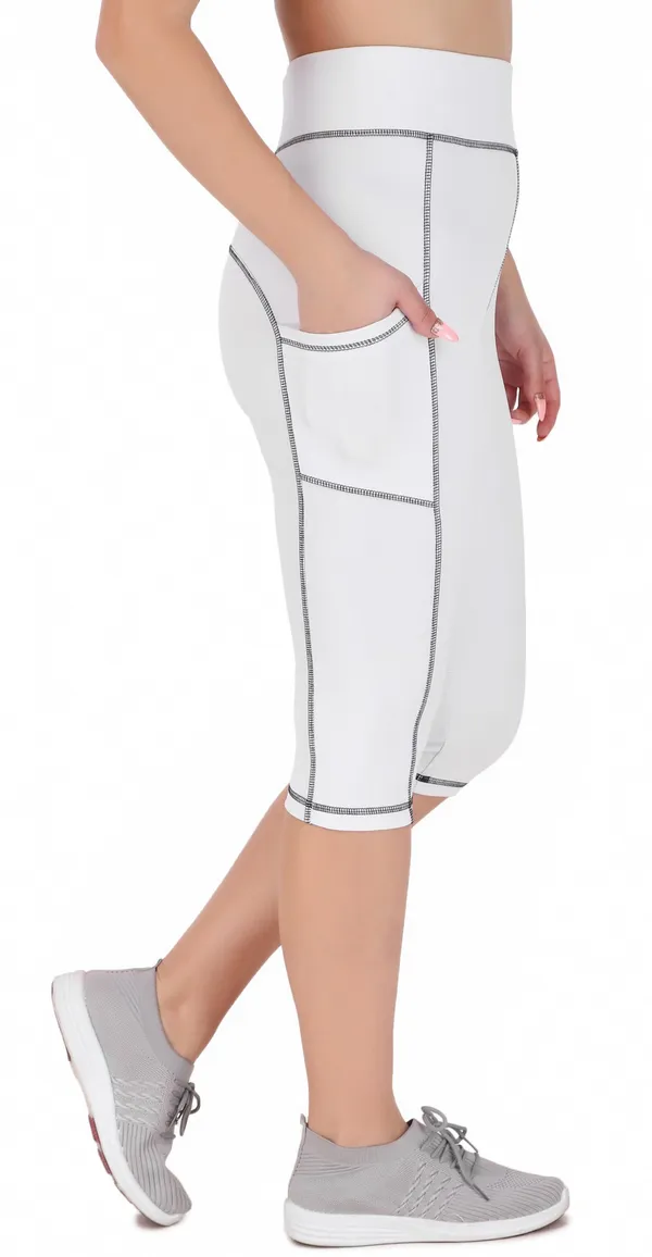 White_Polyester_Capri_For_Women