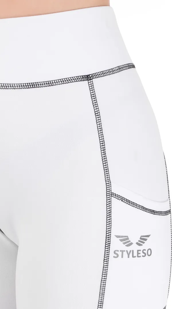 White_Polyester_Capri_For_Women