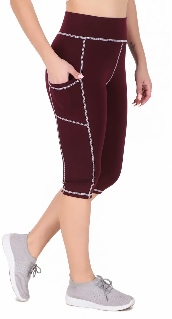Maroon_Lycra_Blend_Capri_For_Women