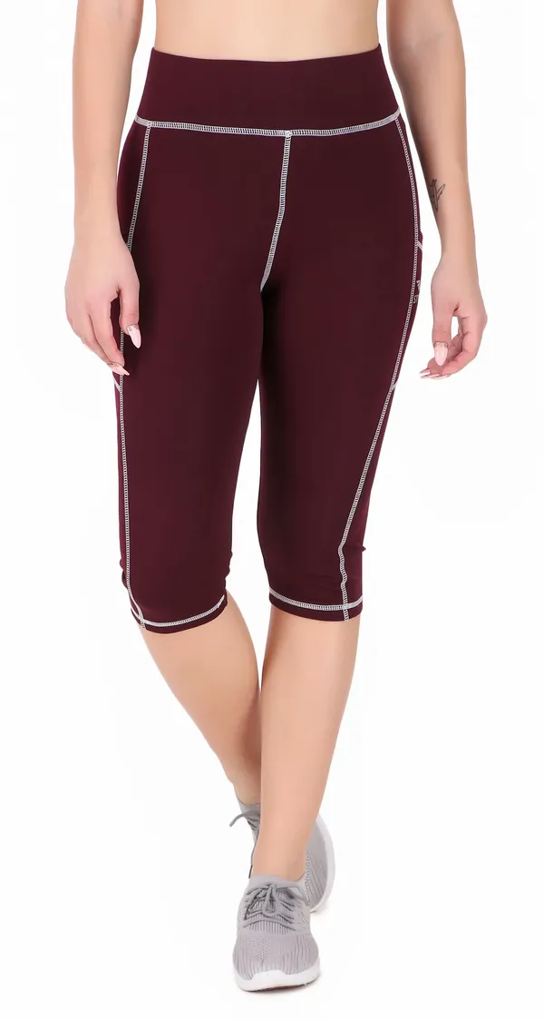Maroon_Lycra_Blend_Capri_For_Women