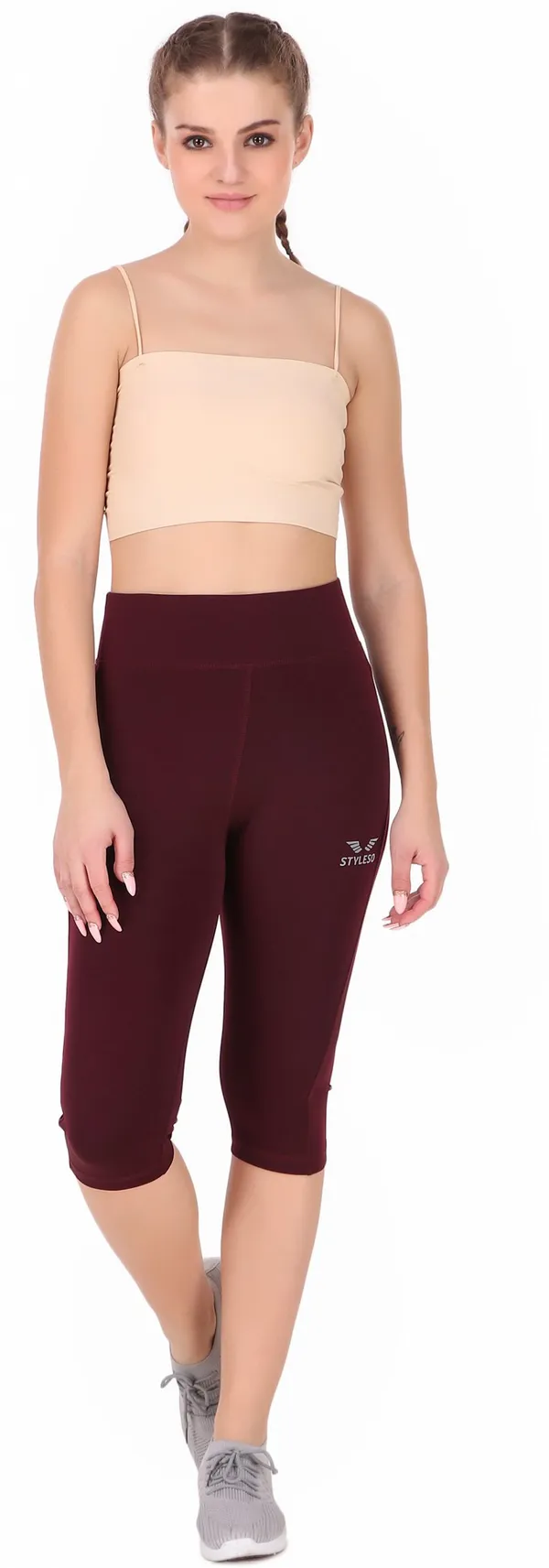 Maroon_Lycra_Blend_Capri_For_Women