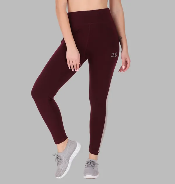 Maroon_Lycra_Blend_Ankle_Length_Tights_For_Women