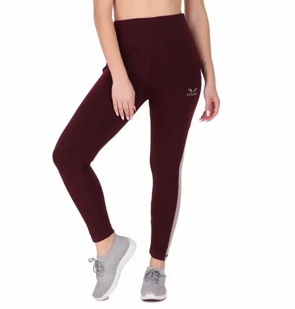 Maroon_Lycra_Blend_Ankle_Length_Tights_For_Women