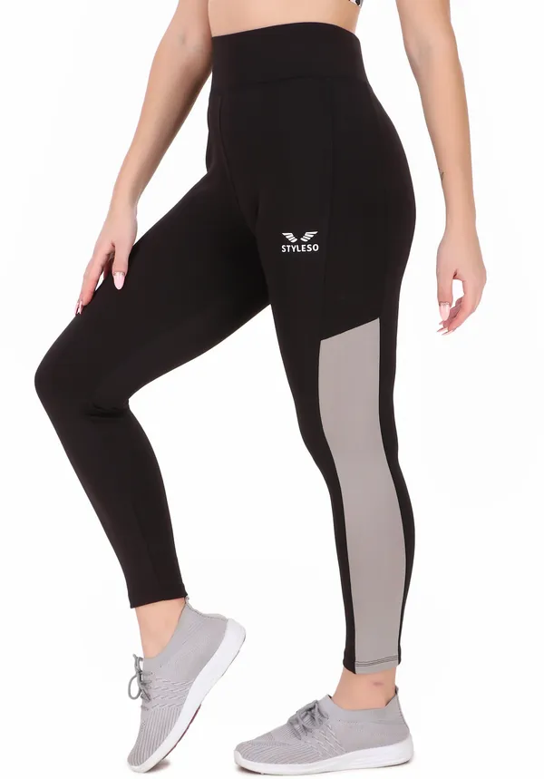Black_&_Beige_Lycra_Blend_Ankle_Length_Tights_For_Women