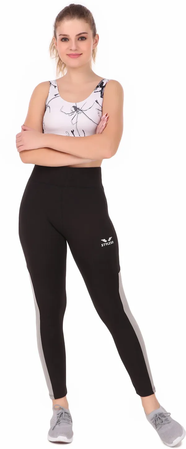 Black_&_Beige_Lycra_Blend_Ankle_Length_Tights_For_Women
