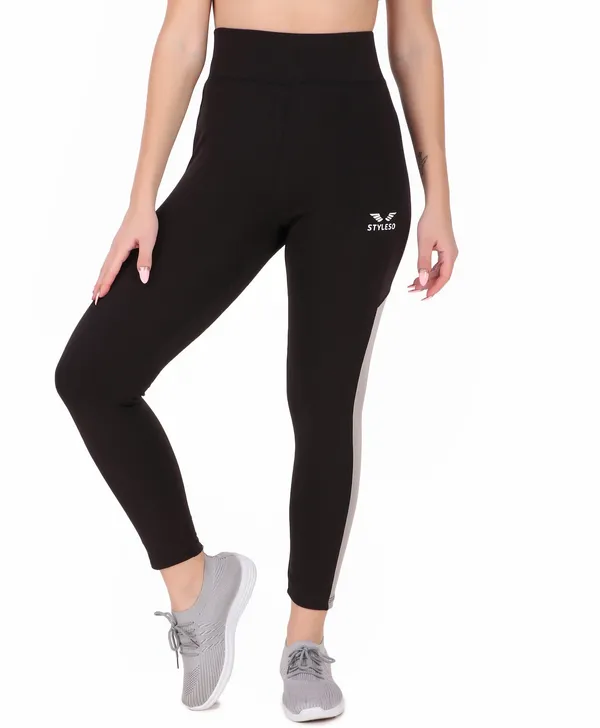 Black_&_Beige_Lycra_Blend_Ankle_Length_Tights_For_Women