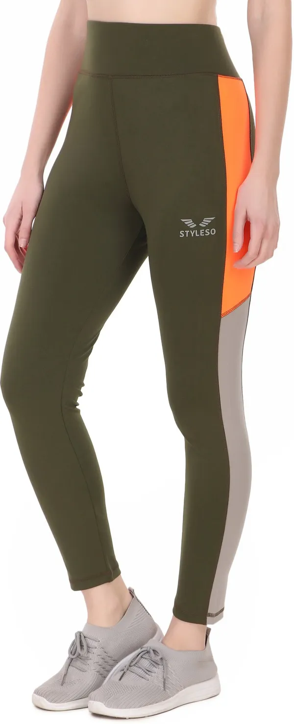 Dark_Green_Lycra_Blend_Color_Block_Tights_For_Women