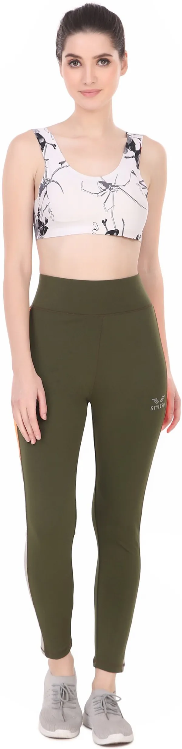 Dark_Green_Lycra_Blend_Color_Block_Tights_For_Women