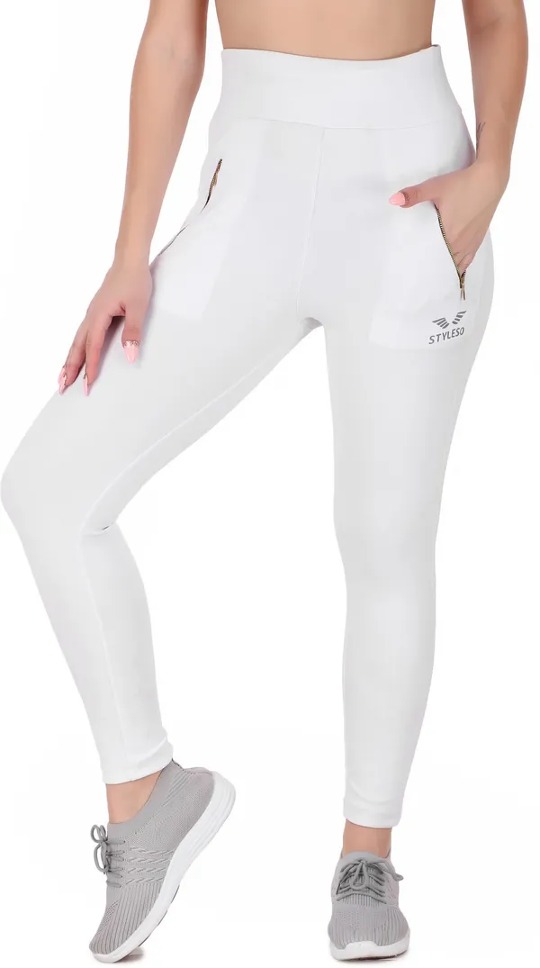 White_Lycra_Blend_Ankle_Length_Tights_For_Women