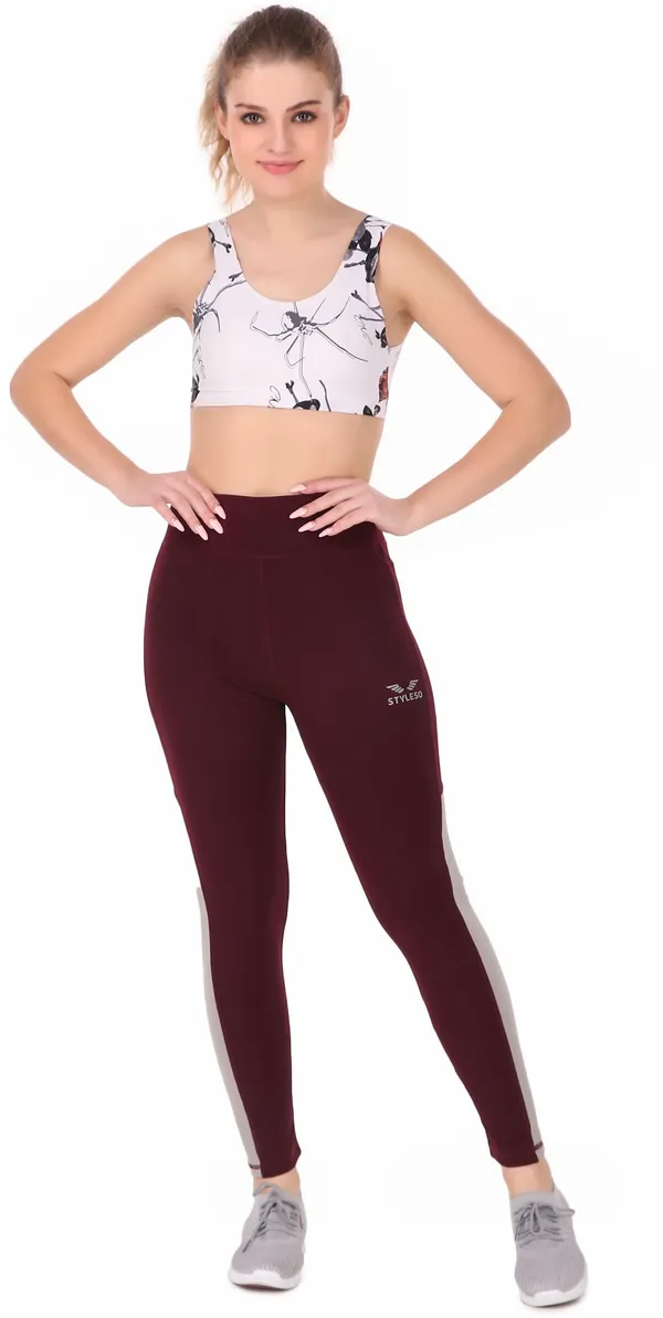 Maroon_Lycra_Blend_Ankle_Length_Tights_For_Women